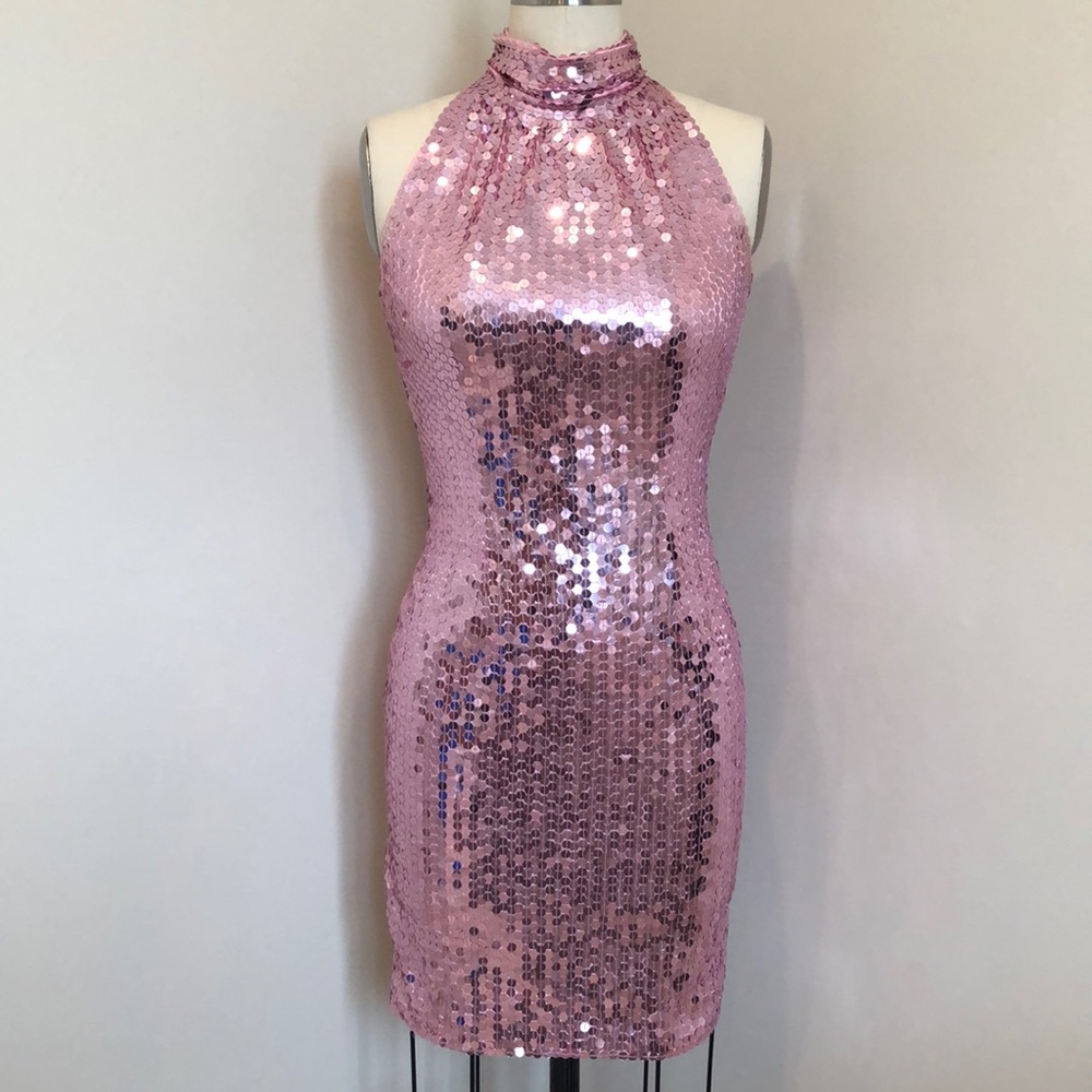 Sugarplum Pink Sequin Midi Dress